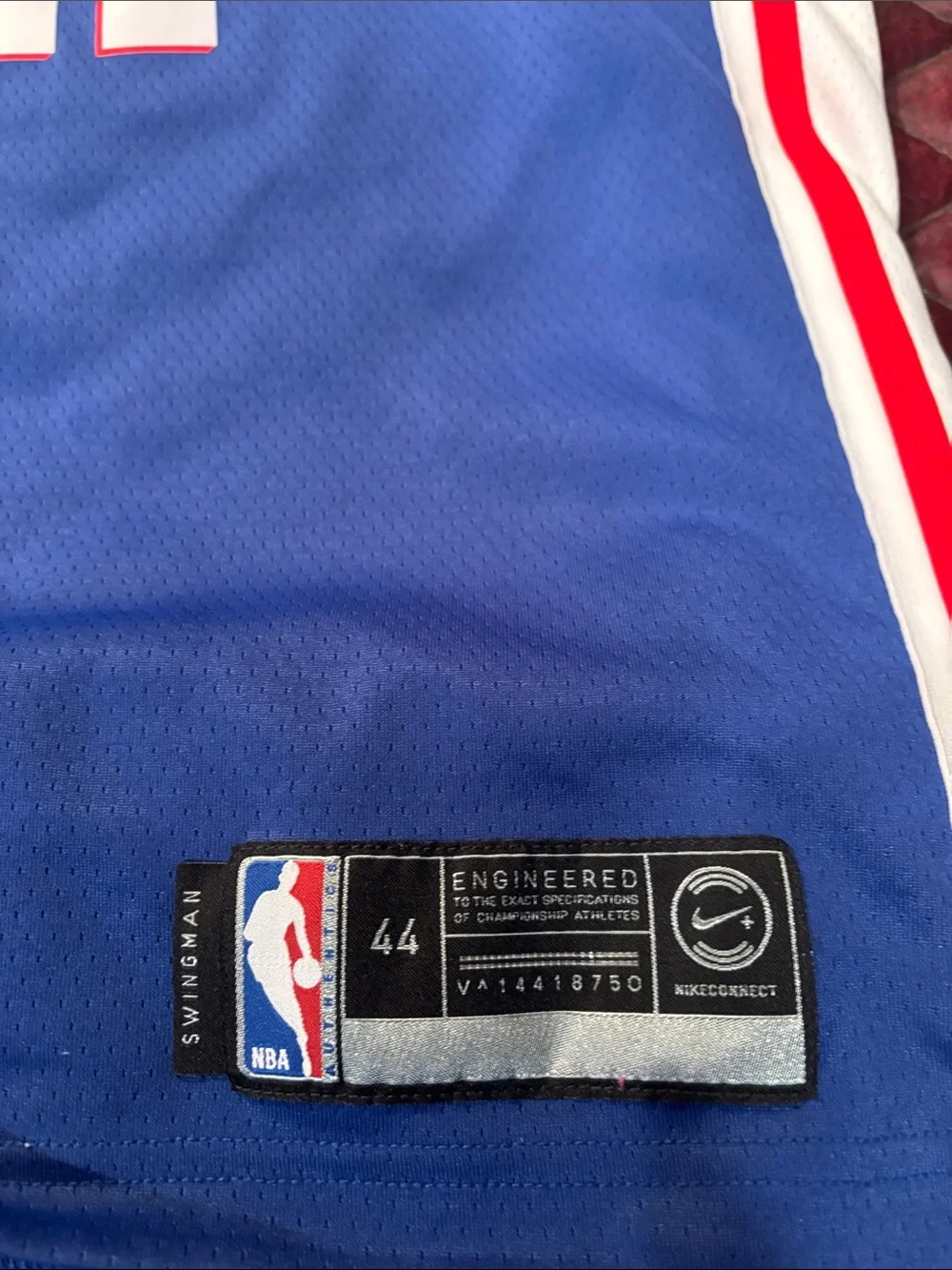 Nike Blue PHILA #21 Basketball Jersey with Red & White Trim NBA